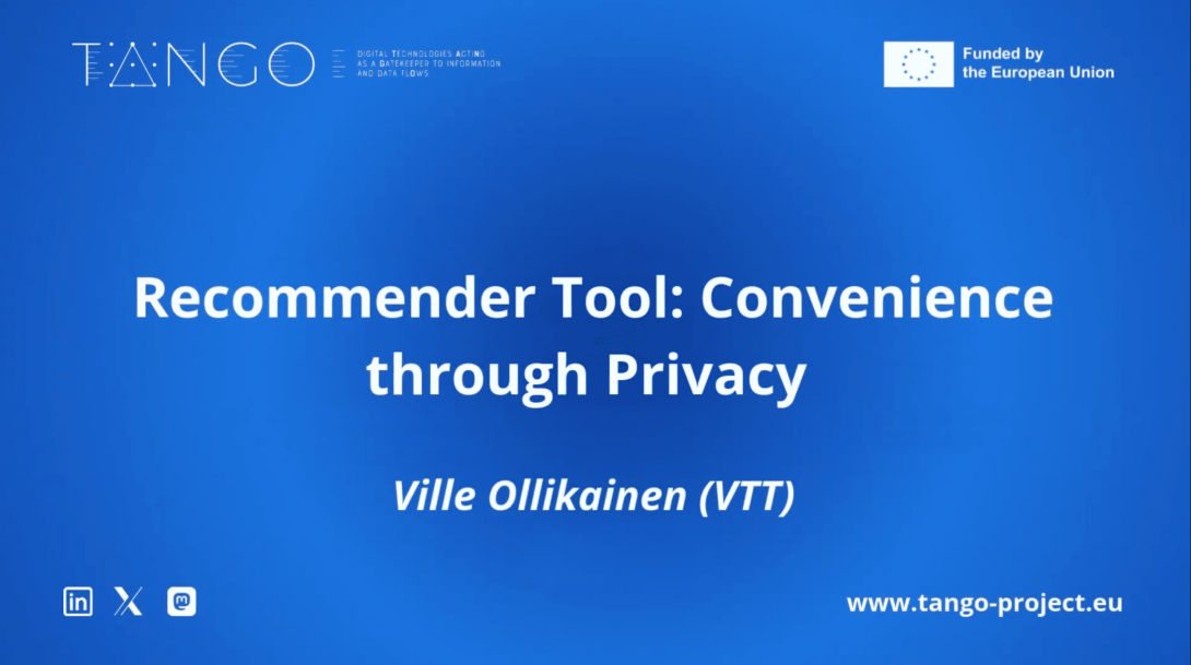 Personalised yet Privacy-first Recommendations: The TANGO Approach 
